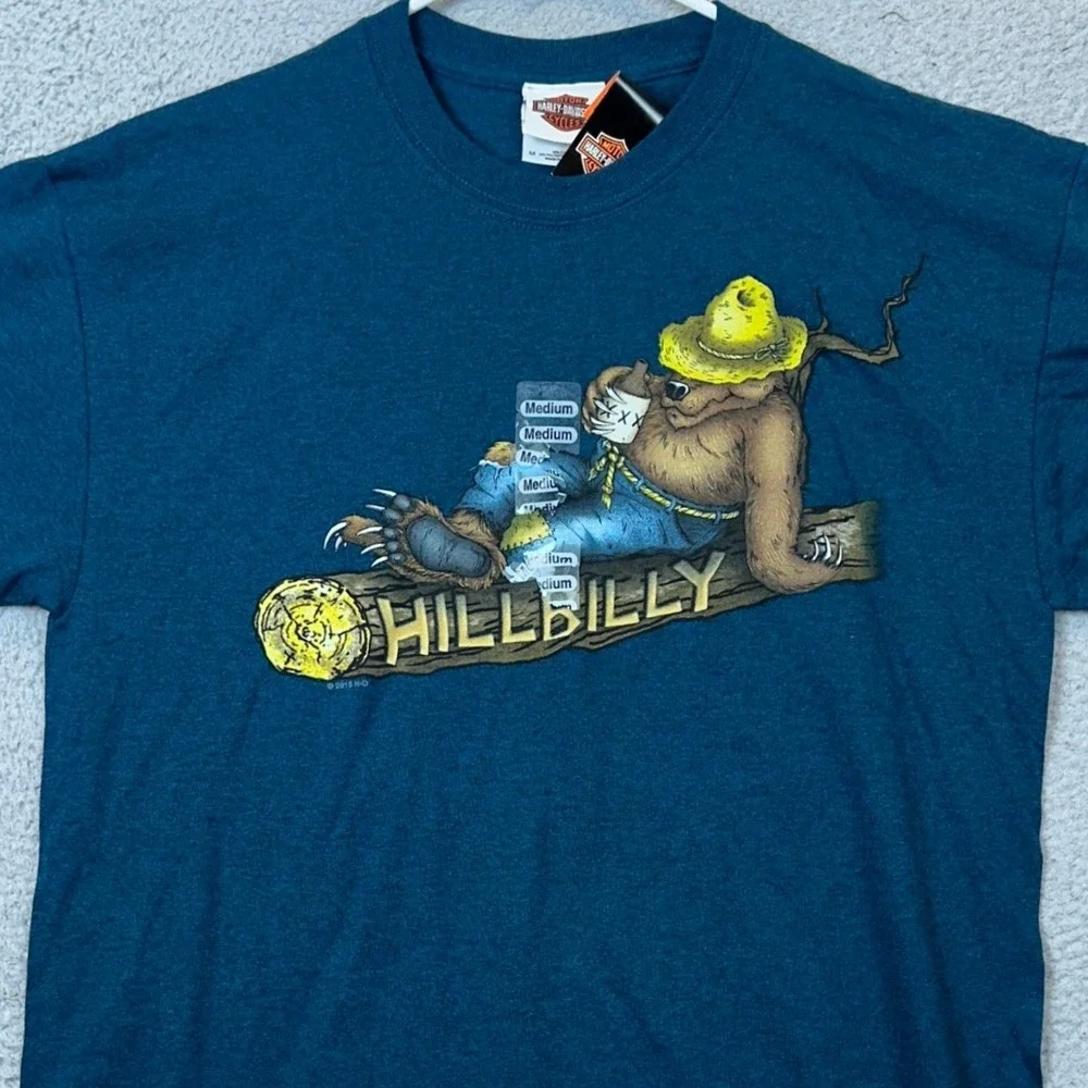 NEW Harley-Davidson T-Shirt Mens Medium Teal Hillbilly Gatlinburg TN Graphic Tee